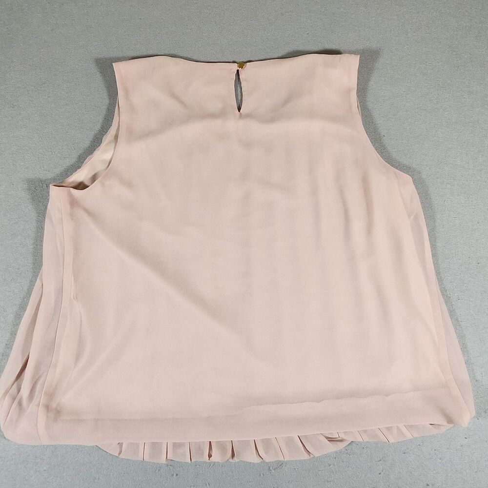 Calvin Klein Pink Sleeveless Pleated Chiffon Blouse with Bubble Hem Size XL - Picture 8 of 9